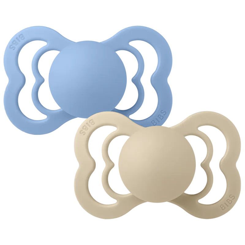 BIBS Supreme 2-pk Silicone - Vanilla/Sky Blue