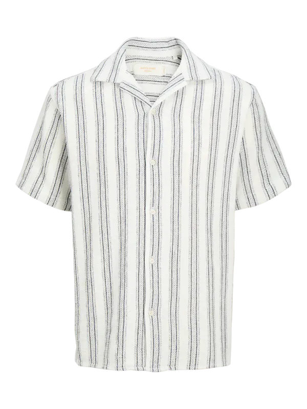 Jack & Jones Jr Coba Stripe Resort Shirt - Cloud Dancer/Stripes 
