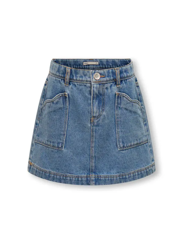 KogMariana scallop pocket denim skirt - Light Blue Denim