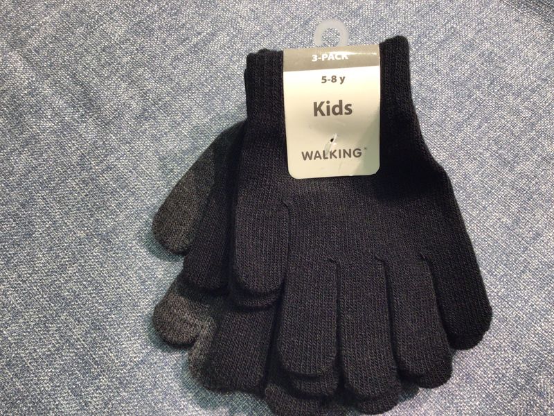 Hansker 3-pk - Str 5-8  år