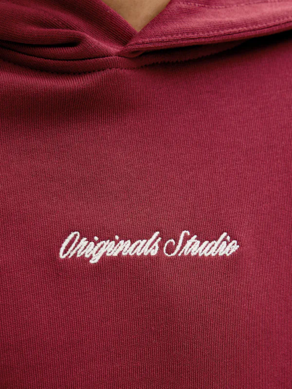 JorNorrebro emb sweat hood jnr - Tibetan Red