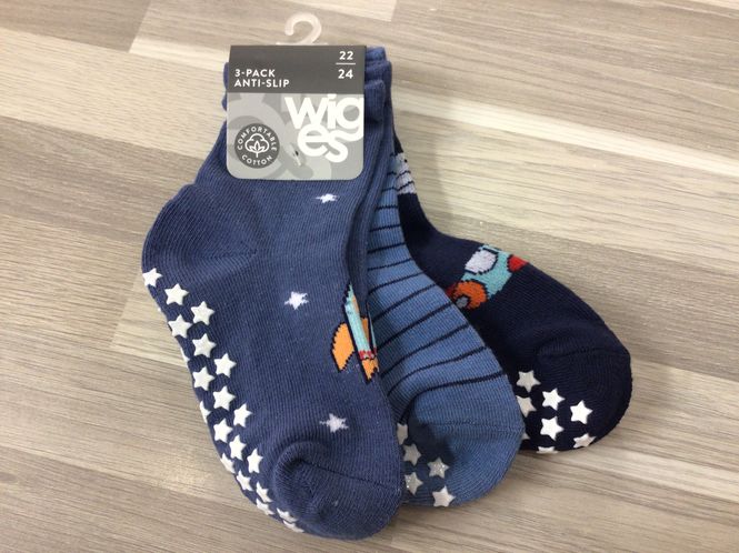 Hovedbilde Salto bomullsokker m/antiskli 3-pk - Blåfarger, ...