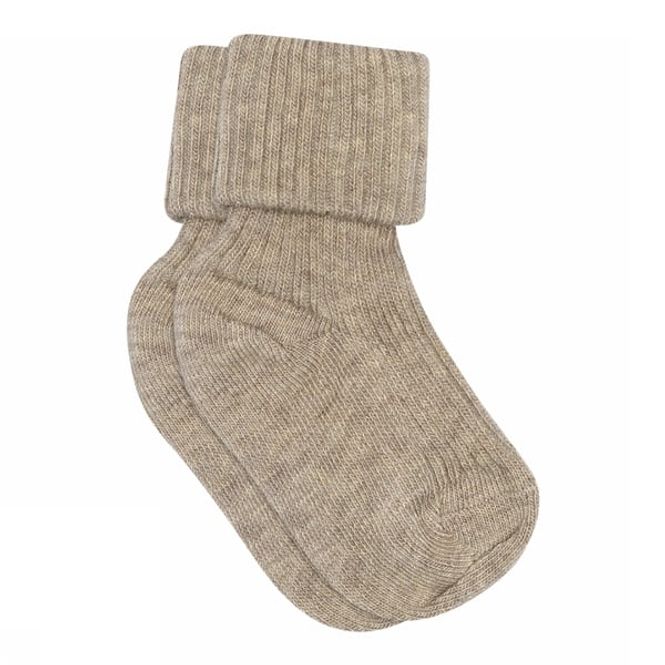 Hovedbilde MP Kids Ull rib baby socks - Light Brown Melange