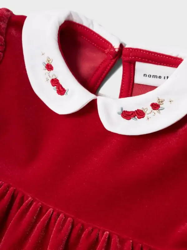 NbfRinna ls Velour Dress - Jester Red