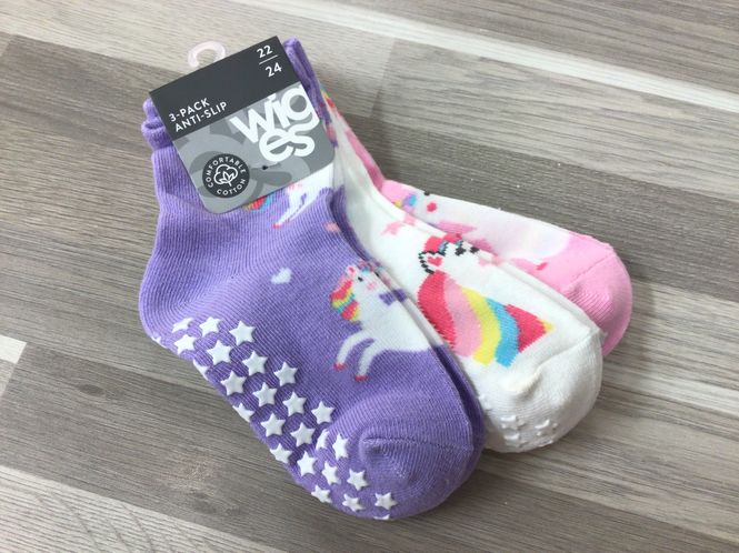 Hovedbilde Salto bomullsokker m/antiskli 3-pk  - Lilla, hvit ...