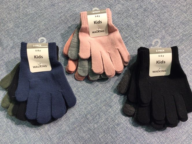 Hovedbilde Hansker 3-pk - Str 5-8  år