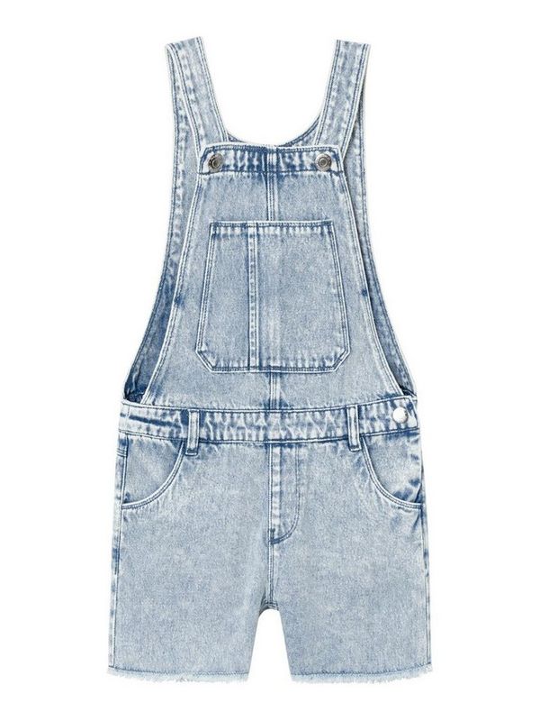 NkfBella denim bib shorts - Light Blue Denim
